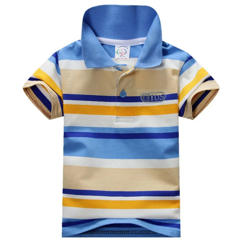 Лидер продаж, летняя Милая хлопковая футболка с короткими рукавами для маленьких мальчиков, топы для детей, рубашка-поло в полоску, топы
