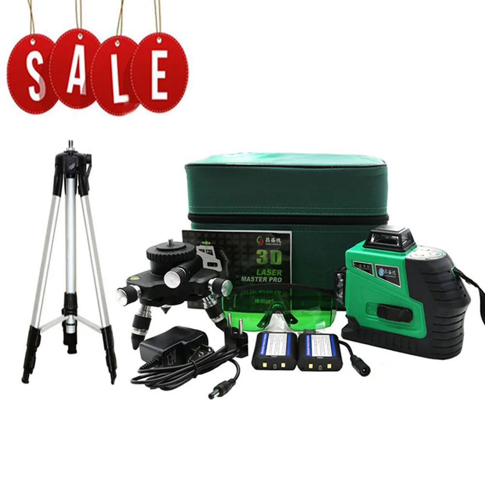 Green 12 Line 3D laser level 360 Vertical And Horizontal Laser Level Self-leveling Cross Line 3D Green Laser Level with outdoor