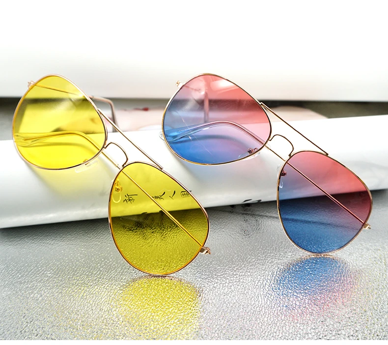 MINIMUM Clear Pink Sunglasses Women Men Ocean Transparent Sun Glasses Candy Color Eyewear Pilot Toad Yellow Lens Glasses Anti-UV1 (19)