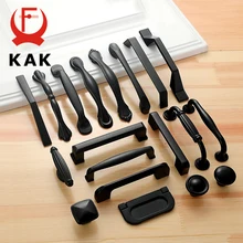 KAK американский стиль черный шкаф ручки цельный алюминиевый сплав кухонный шкаф ручки для выдвижных ящиков оборудование для обработки мебели