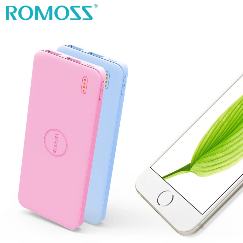 ROMOSS тонкий внешний аккумулятор на 5000 мАч с 2 USB портами|powerbank portable charger|portable chargerslim