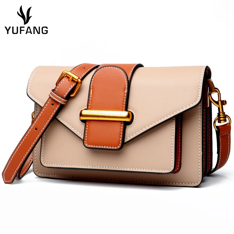 

YUFANG All-match Women Messenger Bag Cowskin Female Leisure Shospping Bag Trendy Hasp Shoulder Bag Genuine Leather Women Bags