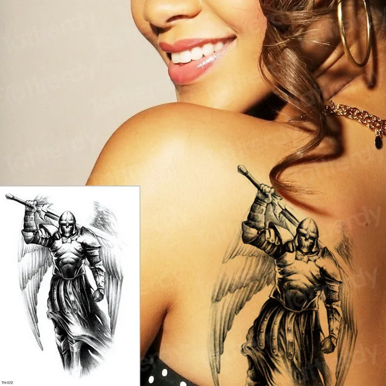 Временные татуировки наклейки черные крылья Переводные татуировки на водной основе& боди-арт тату для женщин мужчины тату-рукава бедра обратно сексуальные - Цвет: TH572