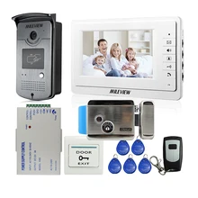 MILEVIEW Wired 7″ LCD Video Door Phone Intercom Entry System 1 White Monitor + RFID Access Camera + Lock In Stock FREE SHIPPING