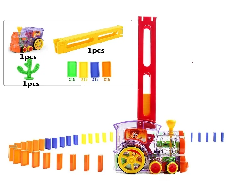 Домино Автоматическая игрушка для укладки Электрический поезд игровой набор домино Штабелируемый автомобиль для детей DIY Развивающие игрушки Рождественские позолоченные для детей - Color: no color box