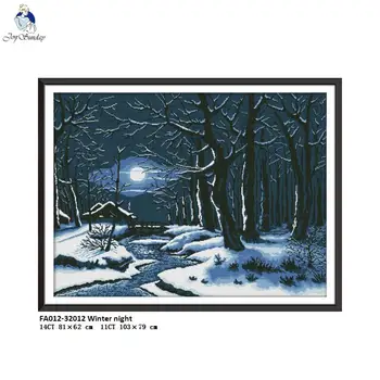 

Winter Night Patterns Cross Stitch kits DMC Needlework Embroidery Cross-Stitch DIY Handwork Crafts Fabric DMC 14CT and 11CT