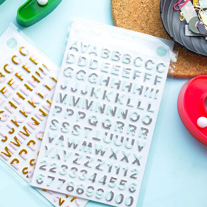 Dokibook Hand Made Double-color Alphabet Stickers 3d Custom Stickers Notebook Planner Diary Decoration Accessories Stationery