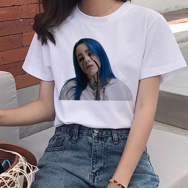 Billie Eilish Harajuku Ullzang Футболка женская футболка с графикой Bad Guy Эстетическая забавная футболка с героями мультфильмов 90s хип-хоп футболки женские - Цвет: 5333