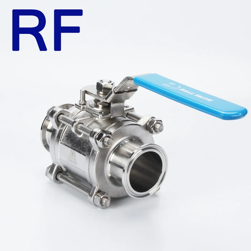 RF " SS304 инкапсулированный 3 Pc тип полный портовый шаровой клапан пищевого класса три зажатый для домашнего дневника