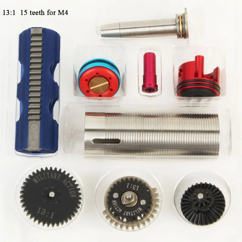 13:1 высокоскоростное зубчатое сопло, набор для настройки 15 зубьев, поршневой цилиндр, поршневая головка, пружинная направляющая для M4 AK G36 MP5 Ver.2/3 Airsoft AEG