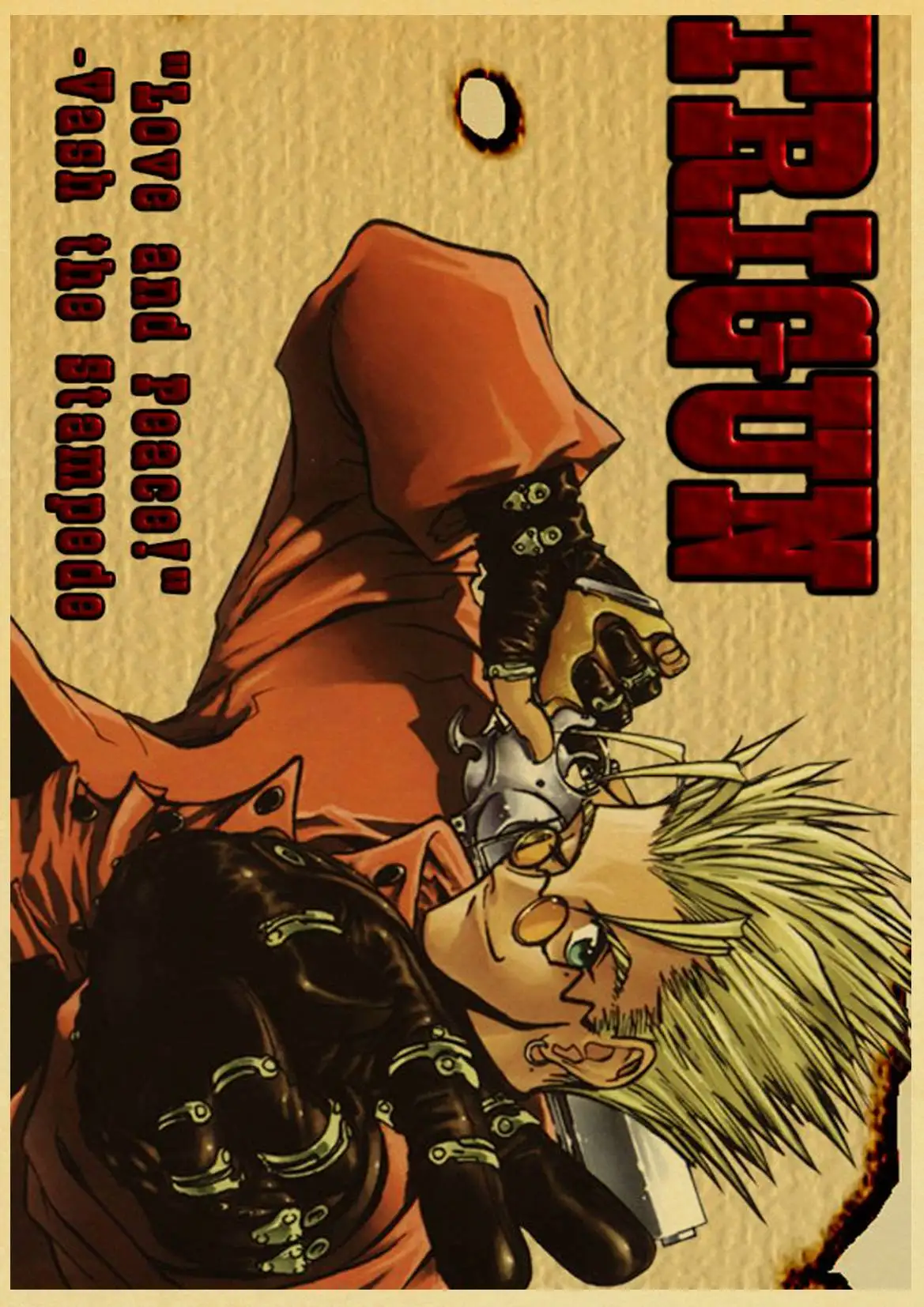 Японское аниме Trigun максимальный Каратель Vash the Stampede винтажный бумажный плакат настенная живопись украшение дома 42X30 см 30X21 см