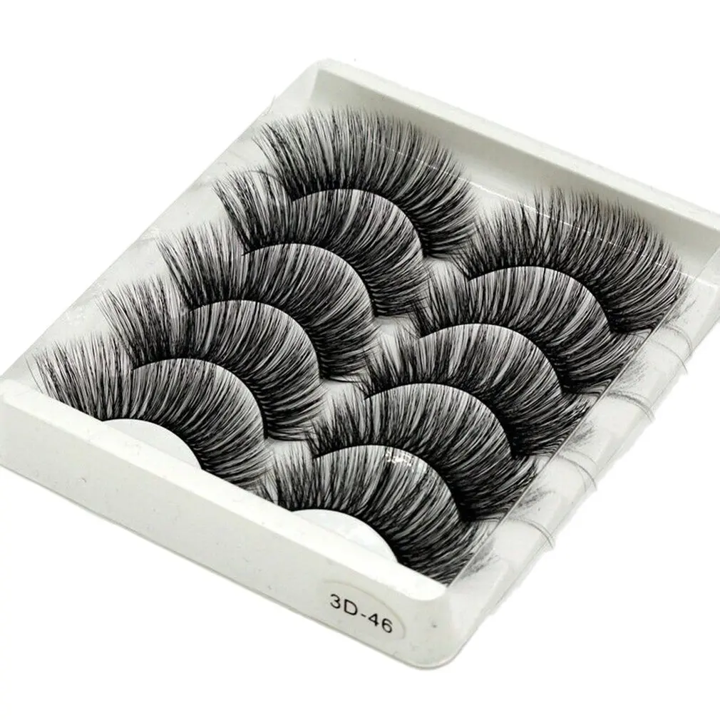 

3D Handmade Chemical Fiber False Eyelashes Five Pairs Of Soft And Comfortable Cotton Wire Stem Stereo Multi-Layer Eyelashes