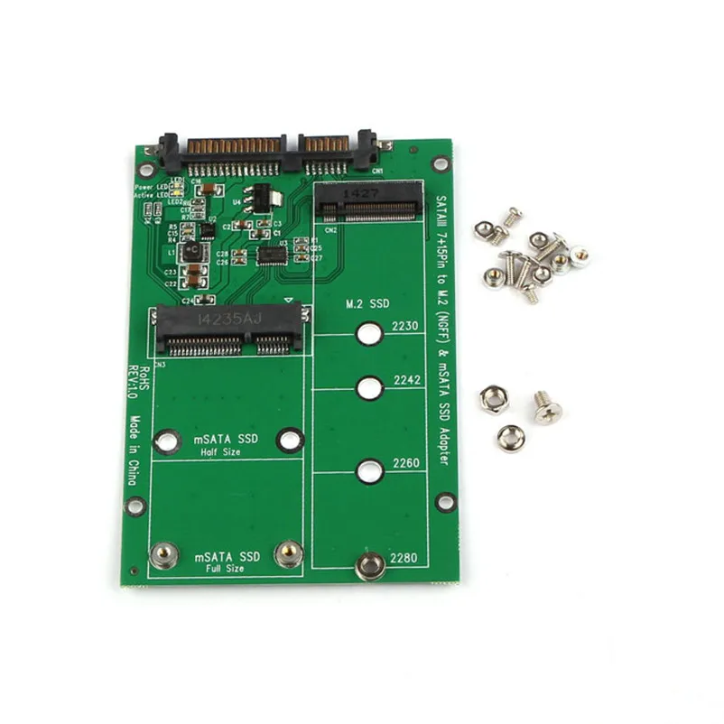 

2 in 1 Mini PCI-E 2 Lane M.2 And mSATA SSD To SATA III 7+15 Pin Adapter Compatible for PCI Express M.2 Spec. Version 1.0.
