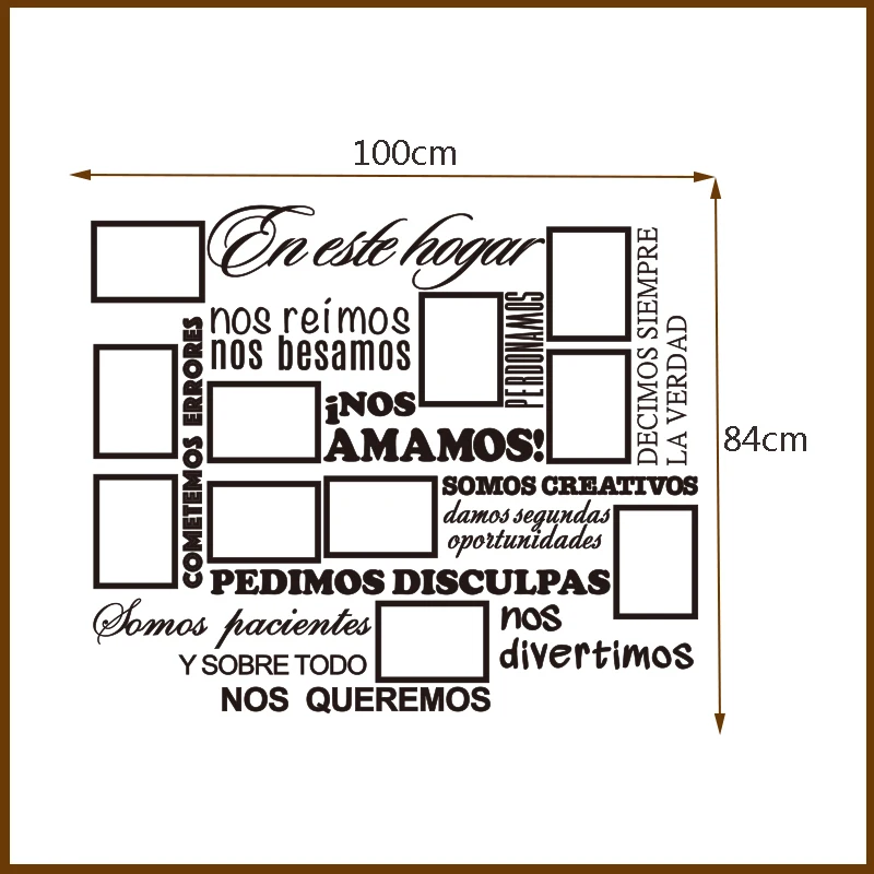 Семья фото рамка наклейка на стену испанский дом правила мы любим вас стены винила аппликация стены художника резиденции украшения DW1006ES