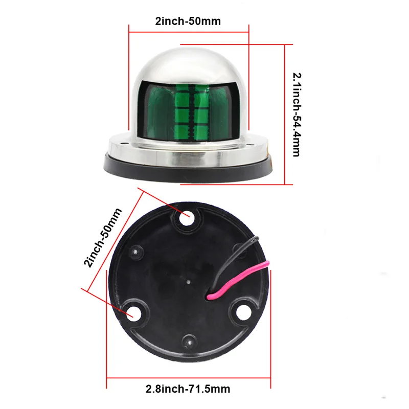 2X8 светодиодный морской лук лодка яхта навигация лук светильник 12 В нержавеющая сталь парусный сигнальная лампа зеленый красный с винтами водонепроницаемый