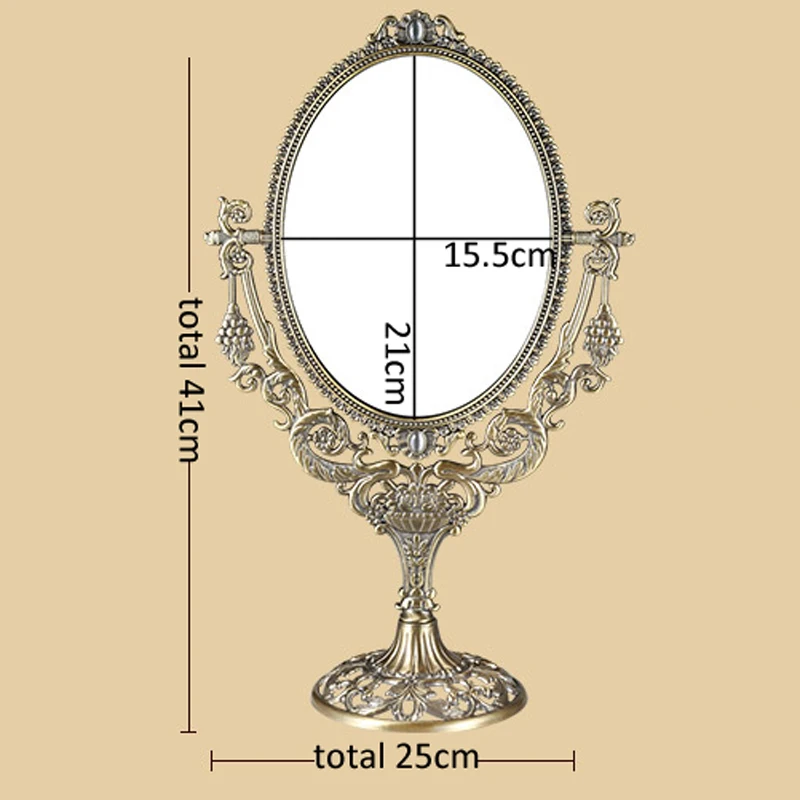 Европейская винтажная ветка винограда с цветами дизайн античная латунь 6x8 дюймов двухсторонний металлический стол Декор качели косметическое зеркало