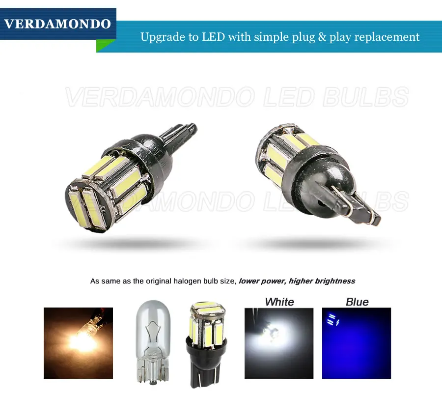 1 шт. W5W 10 7020 SMD Автомобильные светодиодные лампы T10 194 168 Замена клиновидного типа