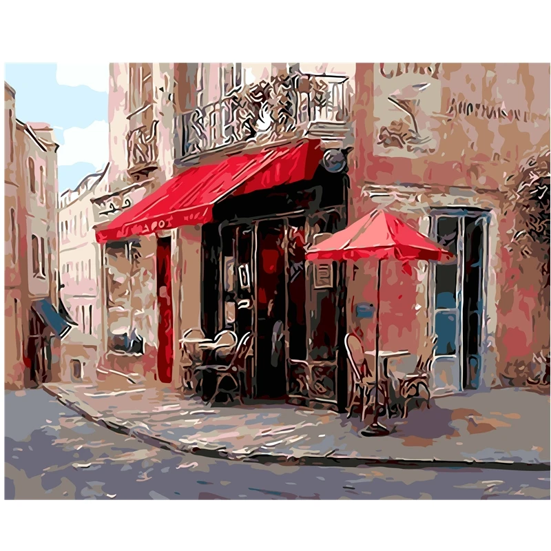 

DIY 40x50cm Street Corner DIY Digital Oil Painting By Numbers Acrylic Painting Unique Gift Home Decor szyh094