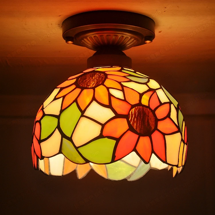 Modern Continental sunflowers aisle lighting Small ceiling Tiffanylamp