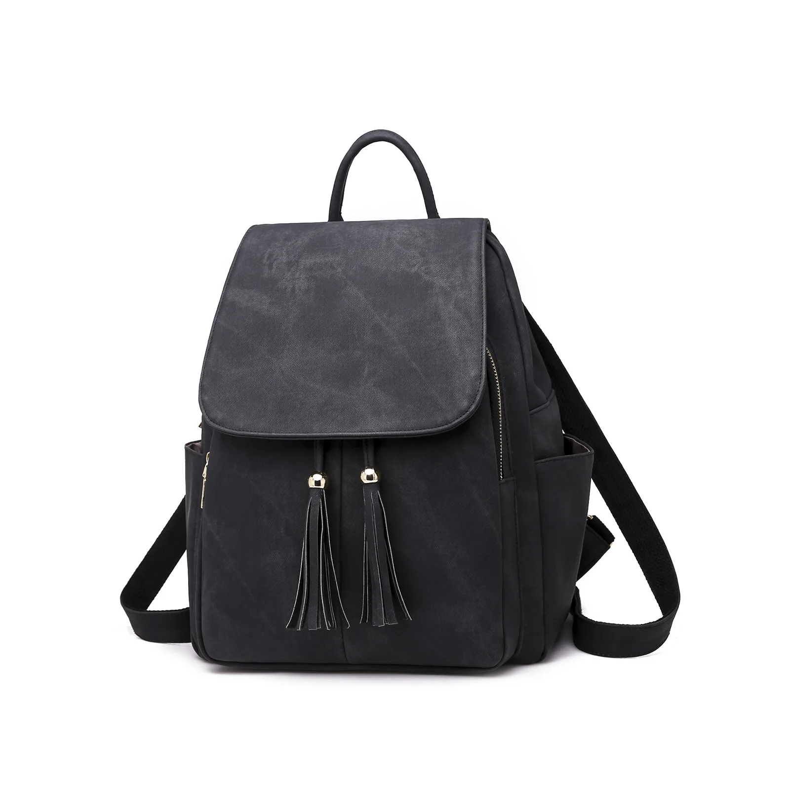 Для женщин Водонепроницаемый кожаные рюкзаки женский рюкзак школьный рюкзак модная одежда для девочек Дорожная сумка Bolsas Mochilas Sac A Dos 2 шт./компл - Цвет: black
