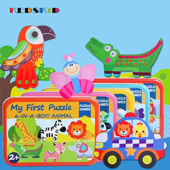 

Cute Cartoon Animal Wooden Puzzle Intelligence Kids Educational Baby Toys Gift Brain Teaser Children Tangram Shapes Jigsaw Board