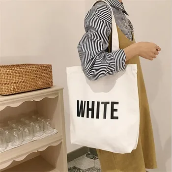 

High Capacity Canvas Tote Bag Ladies Shoulder Bag Handmade Shopping School Travel Folding Shoulder Bags Simple Bags