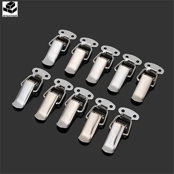 

MTGATHER 10 pcs Case Box Lock Toggle Latch Hasp Spring Loaded Latch Buckle Metal Chest Lock Silver