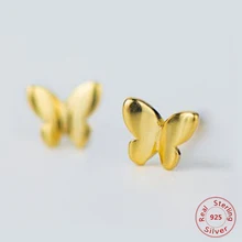 Модные украшения новые милые серьги-бабочки для Для женщин S925 Стерлинговое Серебро животный принт серьги-гвоздики