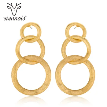 

Viennois Drop Earrings Triple Circle Earring for Women Polish Gold Fashion Jewelry