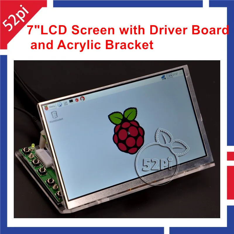 52Pi Raspberry Pi 4 B все платформы/ПК 7 дюймов 1024*600 ЖК-дисплей монитор экран с водительской платой и прозрачный акриловый кронштейн