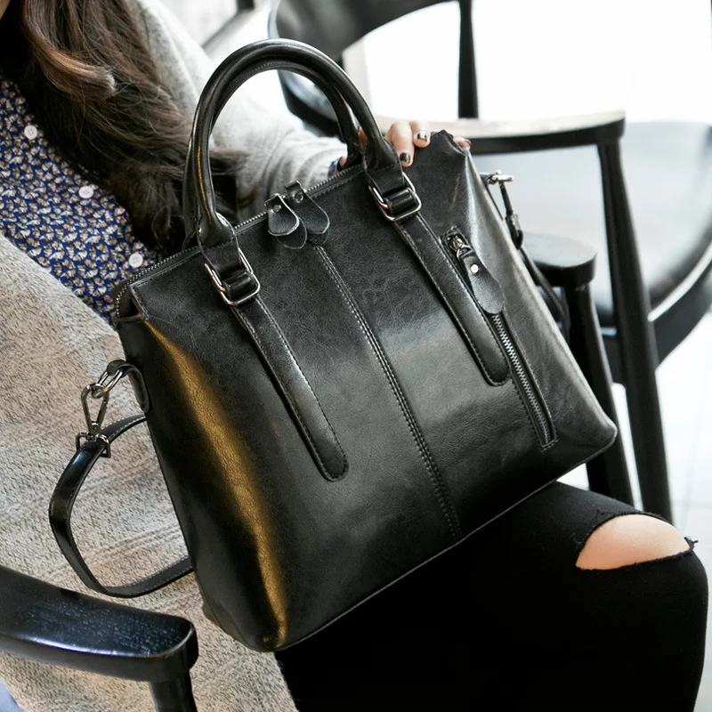 

LOVELY Topest Genuine Demeanour Pattern Woman Ma'am Fashion Portable Single Shoulder Oil Wax Cowhide Package Tide bag