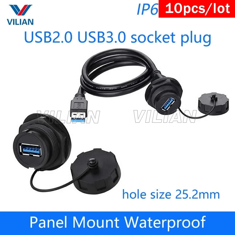 Водонепроницаемый разъем для розетки USB 2 0 10 шт.|Соединители| |
