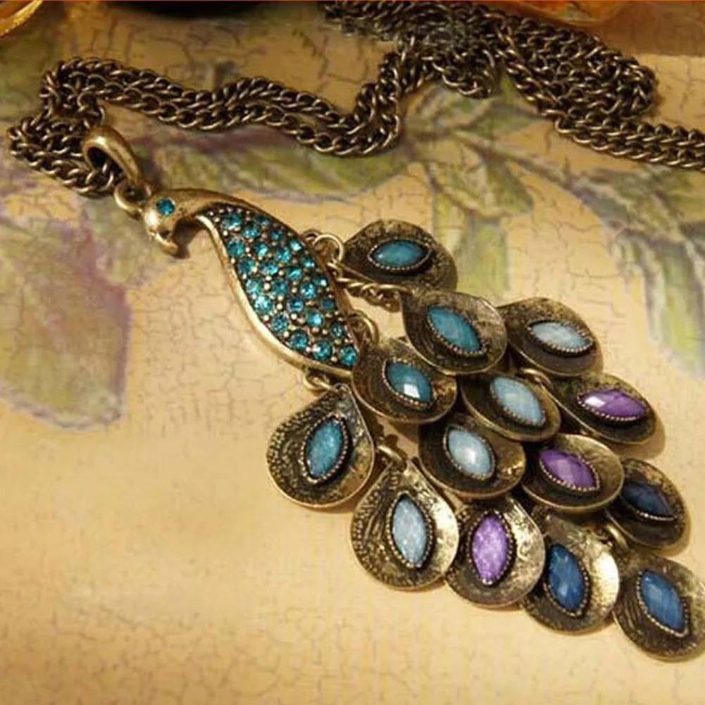 

Lovely Korean Style Pendant, Vintage Peacock Model Necklace, Alloy Necklace
