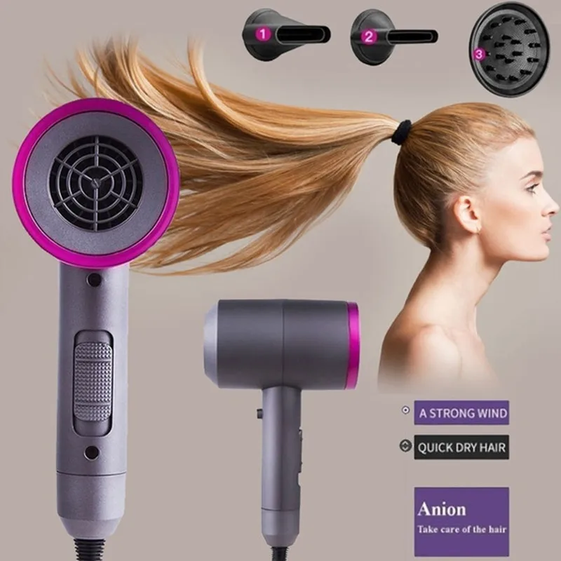 

Fashion 3 Nozzles Ionic Hair Dryer Domestic Thermostatic and Hot Air Blower High End Negative Ion Hair Dryer Strong Wind Dryer