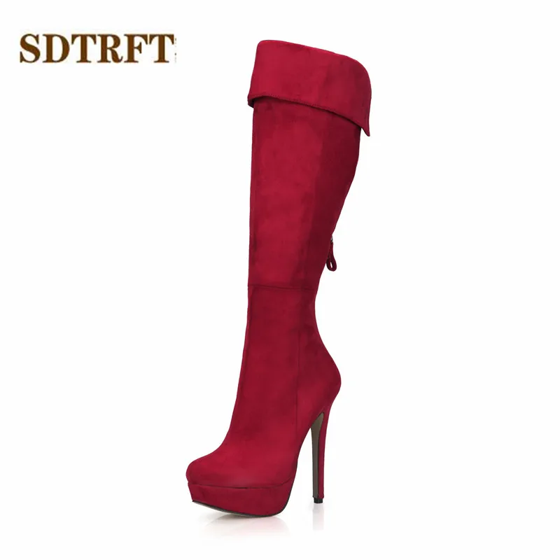 cheap knee high red boots