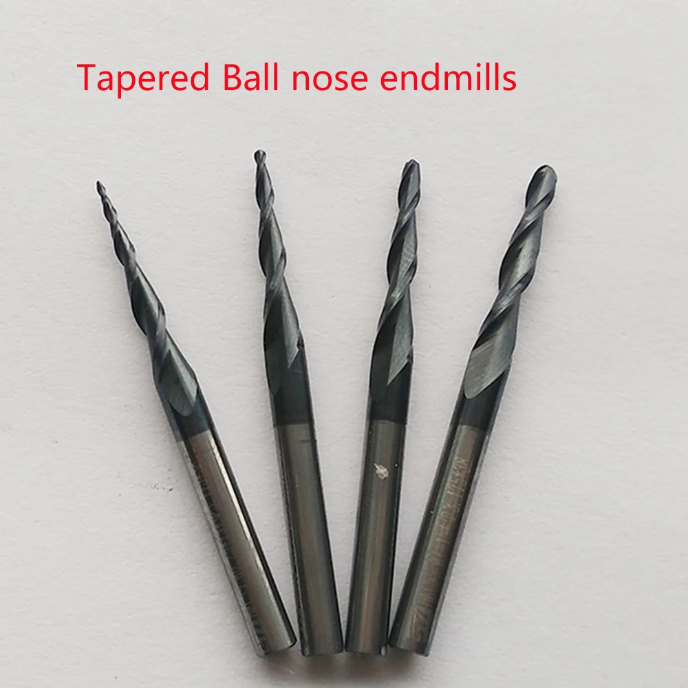 Концевые фрезы Jerray R0.25/R0.5/R0.75/R1/R1.5/R2 хвостовик 3 175/4/6/8 мм твердосплавные конические