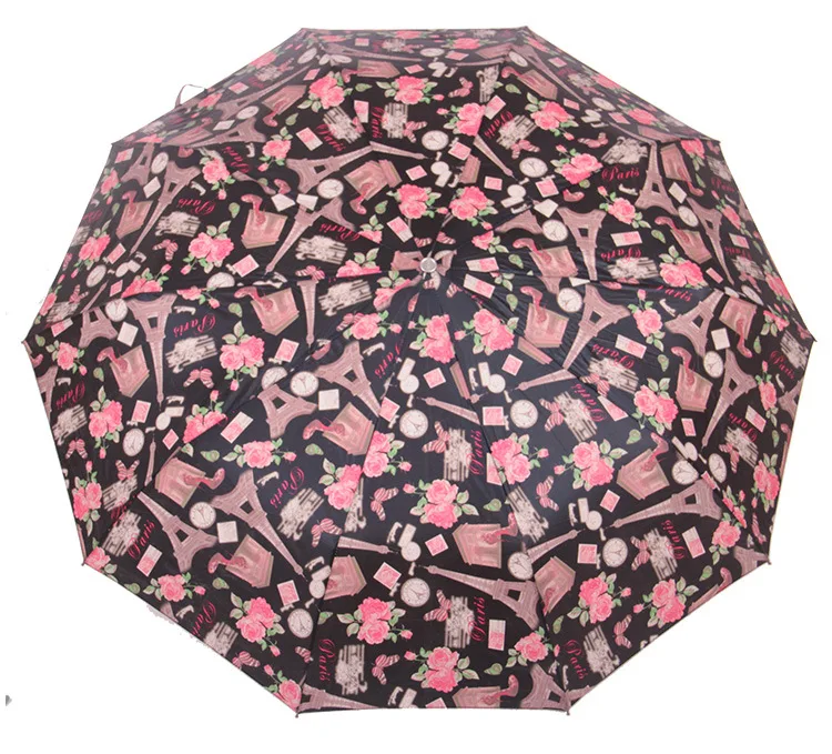 Автоматический складной зонтик с цветком, Женский тройной складной индивидуальный зонтик, женские инструменты для дождя, уникальный зонтик