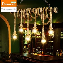 head rope chandelier with 6 individual coffee bar counter clothing shop Nordic retro Industrial Decoration pendant
