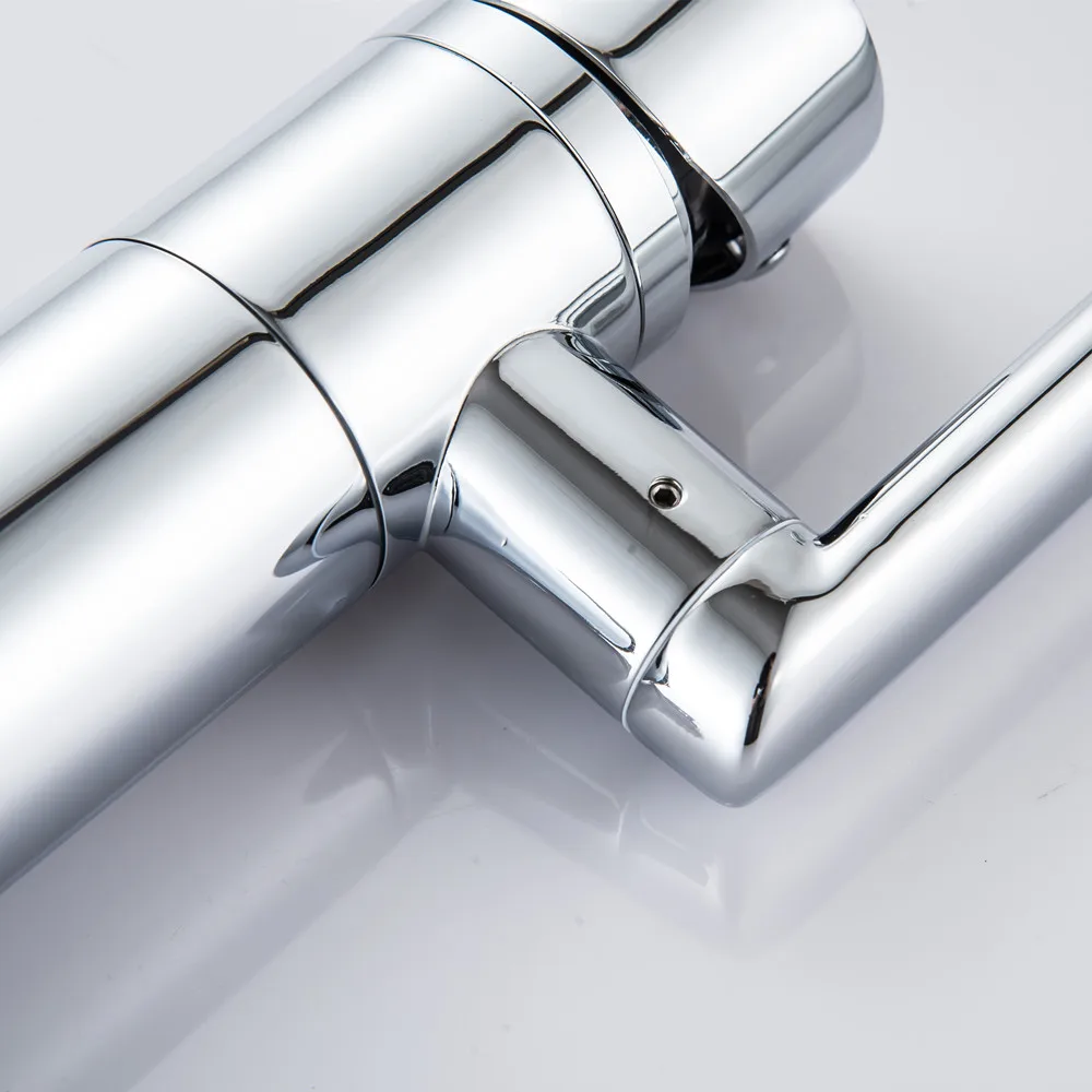 Deck Mounted Modern Chrome Finish Bathroom Hot And Cold Sink Basin Faucet Any Direction Rotating Hot And Cold Sink Water Tap 7