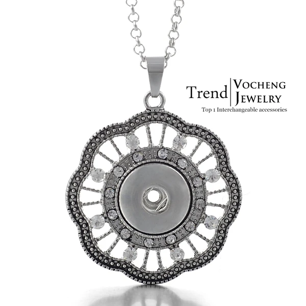 

10pcs/lot Vocheng Snap Button Charms Flower Necklace Snap Button Jewelry with Stainless Steel Chain NN-107*10 Free Shipping