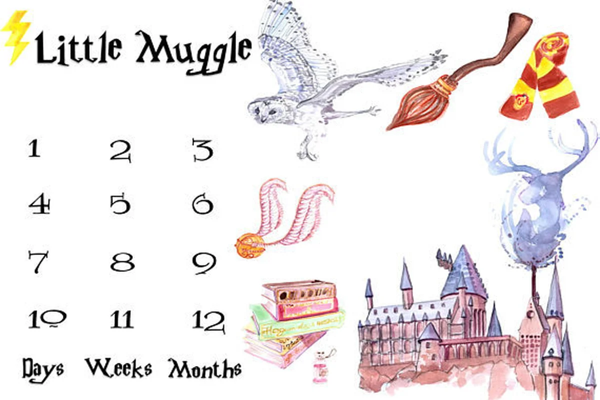 

Little Muggle Baby Monthly Photo Blanket Harry Porter Magic Theme Infant Milestone Photo Backdrop