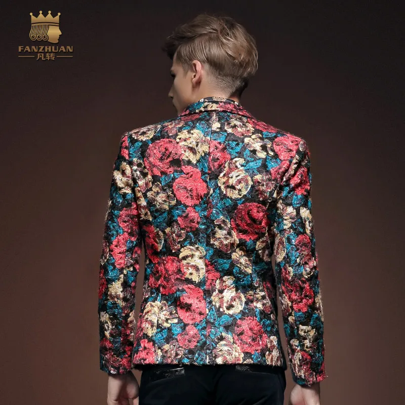 Fanzhuan/, модный Мужской приталенный костюм с цветочным принтом, куртка 14078, Блейзер, зима-осень, плюс размер, акция