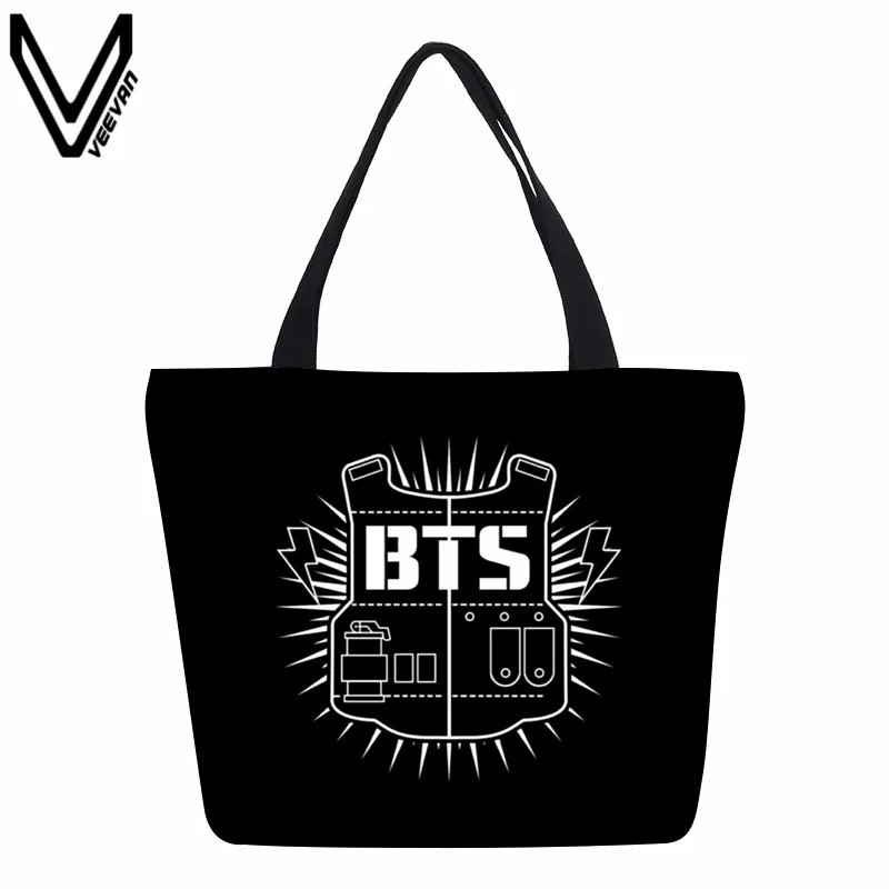VEEVANV Korea Kpop Bangtan Canvas Shopping Bags Women Fashion Handbags