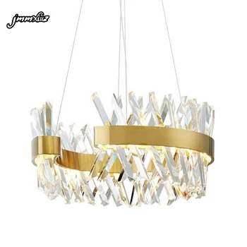 

jmmxiuz Deluxe gold LED crystal chandelier with irregular crystal chandeliers Luxury living room light