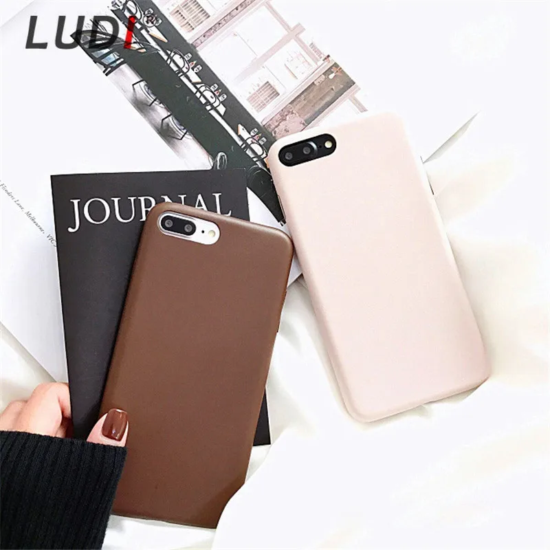 

LUDI Fashion Bussiness PU Phone Case for iphone X Case For iphone 7 6S 6 8 Plus Vintage Brown Beige Back Cover Soft Cases Capa