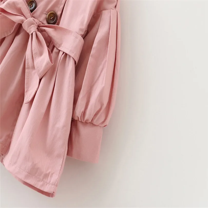 2019 new cute Toddler Infant Baby Boys Girls Solid Belt Bottons Trench Wind Coat Tops Outfits fashion design  (19)