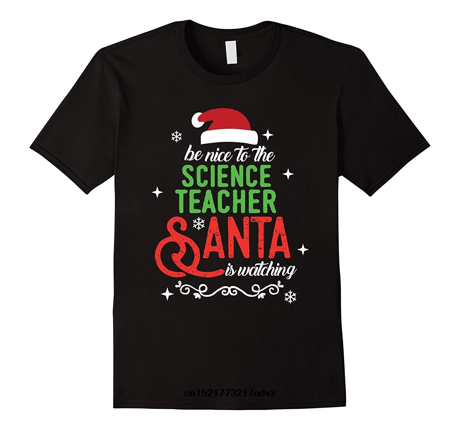 

Men T shirt Science Teacher Christmas Santa is Watching funny t-shirt novelty tshirt women