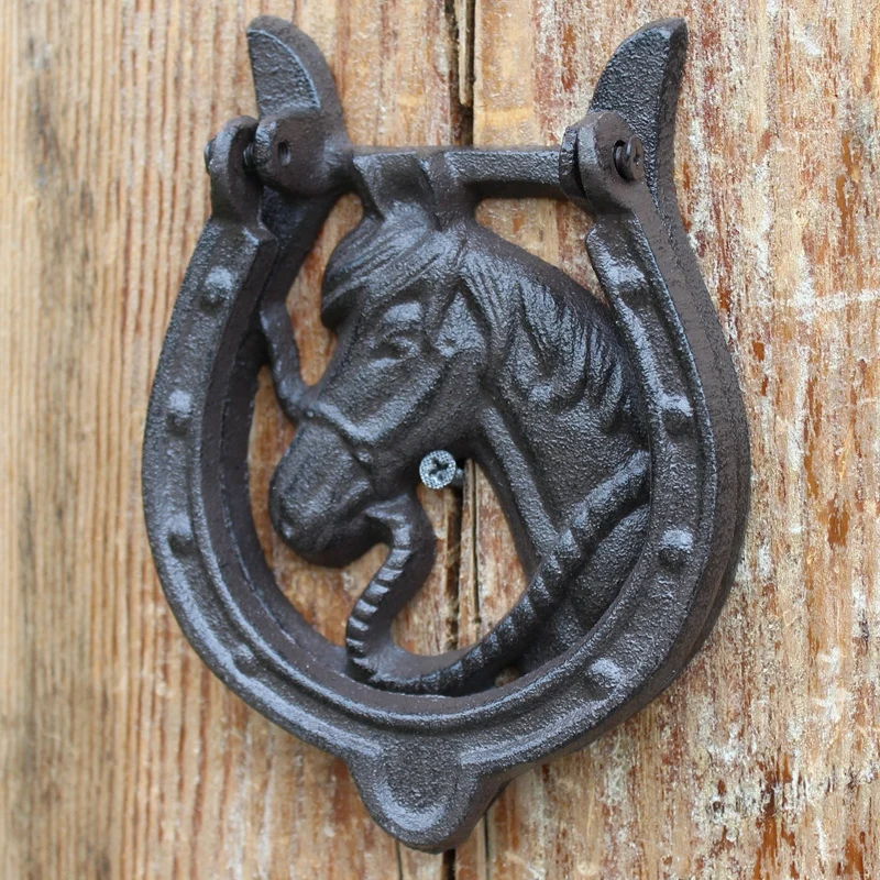 Horseshoe Wall Decor Hanging Iron Horse Art Hook Metal Lucky Good Cast Sculpture Decorations Vintage Pendant Western