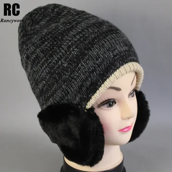 

[Rancyword] Women Beanies Hats Winter Knitted Slouchy Hat Caps Warm Ear For Girl Stylish Hat With Warm Ear 2019 RC2058