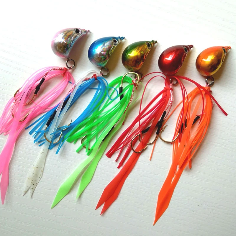 Five Colors 100g Excellent Good Jig Head With Fishing Lure Skirt Lead